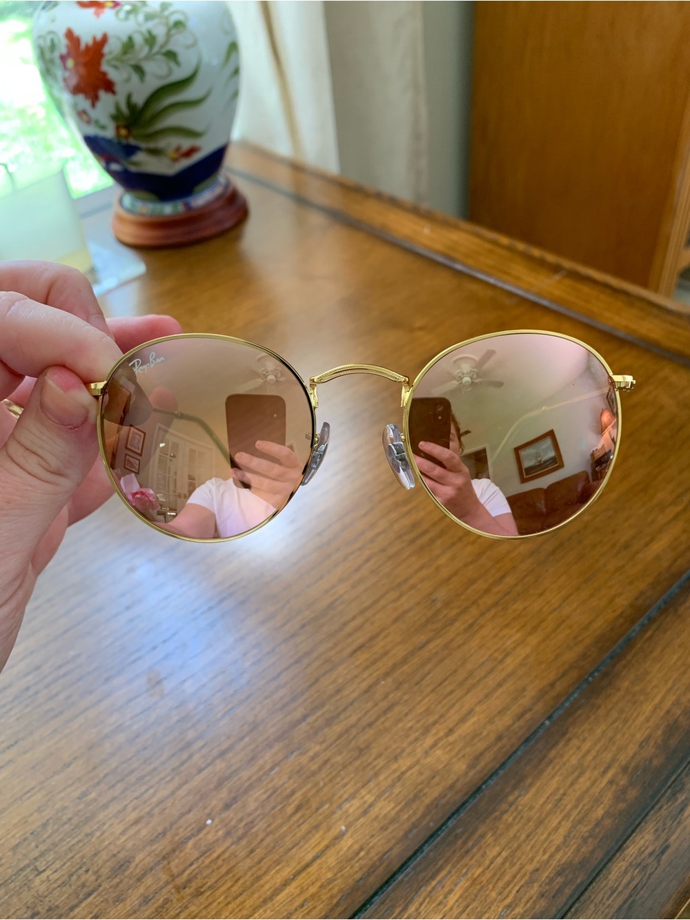 Ray-Ban Women Gold Frame Sunglasses with Pink Lenses PRESCRIPTION - Picture 8 of 8